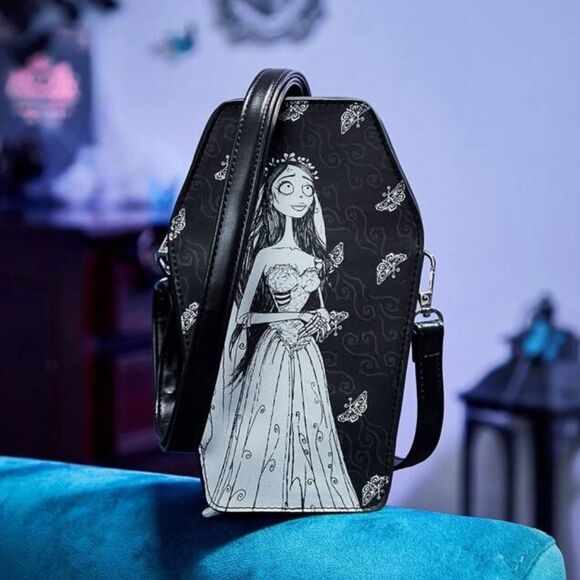 Hot Topic Handbags - HALLOWEEN SALE Black Tim Burton Corpse Bride Coffin Leather Crossbody Bag